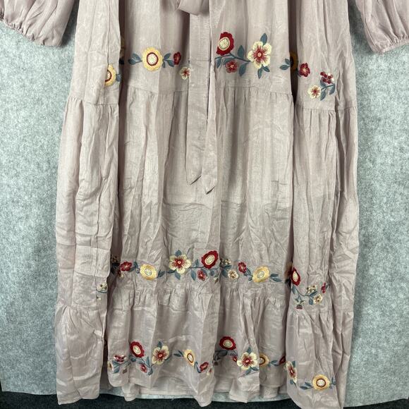 Savanna Jane Tiered Maxi Dress Womens Medium Floral Embroidery Peasant Boho NEW - Picture 3 of 16